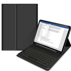 Tech-Protect SC Pen Book Case with Keyboard priekš Apple iPad Pro 11 (2018) / Air 4 (2020) / Air 5 (2022) / Air 11 (2024 / 2025) - Melns - sāniski atverams maciņš ar stendu un klaviatūru