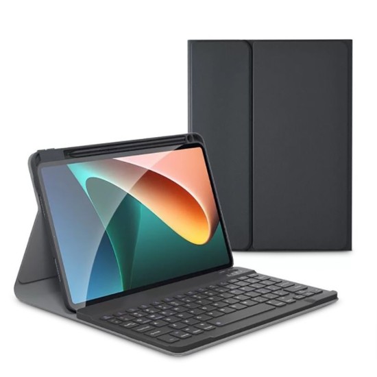 Tech-Protect SC Pen Book Case with Keyboard priekš Xiaomi Pad 5 - Melns - sāniski atverams maciņš ar stendu un klaviatūru