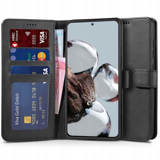 Tech-Protect Wallet Book Case priekš Xiaomi 12T 5G / 12T Pro 5G - Melns - sāniski atverams maciņš ar magnētu un stendu / grāmatveida maks
