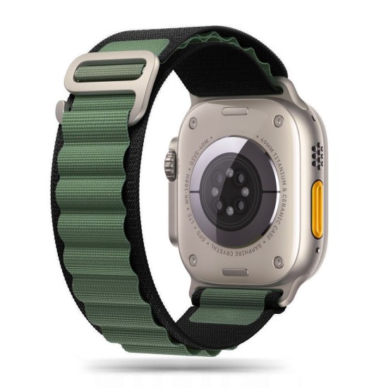 Tech-Protect Nylon Pro Watch Band priekš Apple Watch 42 / 44 / 45 mm / Ultra 49 mm - Melns / Zaļš - neilona siksniņa viedpulksteņiem
