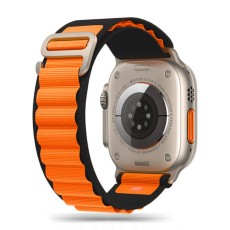 Tech-Protect Nylon Pro Watch Band priekš Apple Watch 42 / 44 / 45 / 46mm / Ultra 49 mm - Melns / Oranžs - neilona siksniņa viedpulksteņiem