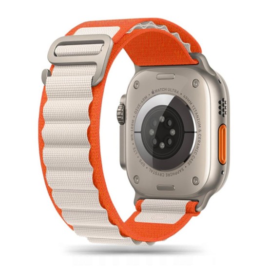 Tech-Protect Nylon Pro Watch Band priekš Apple Watch 42 / 44 / 45 mm / Ultra 49 mm - Oranžs / Bēšs - neilona siksniņa viedpulksteņiem