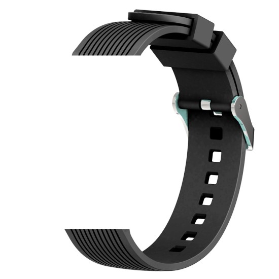 22mm Devia Deluxe Sport Silicone Watchband Strap - Melns - silikona siksniņas (jostas) priekš pulksteņiem