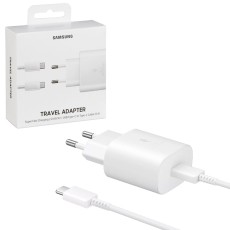 Samsung EP-TA800XWE Fast Charge PD 25W Tīkla lādētājs ar Type-C uz Type-C vadu - Balts - Oriģināls