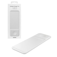 Samsung P6300TWEGEU 3in1 Fast Wireless QI Charger for Phone / Watch / Earbuds - Balts - Universāls induktīvs bezvadu USB-C lādētājs paliktnis