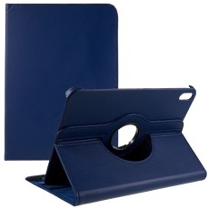 360 Rotary Litchi Grain Leather Cover w/ Stand priekš Apple iPad 10.9 (2022) / 11 (2025) - Tumši Zils - sāniski atverams maciņš ar stendu