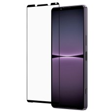Silk Printing Full Glue Anti-Explosion Tempered Glass screen protector priekš Sony Xperia 1 IV - Melns - Ekrāna Aizsargstikls / Bruņota Stikla Aizsargplēve