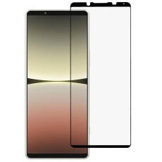 Silk Printing Full Glue Anti-Explosion Tempered Glass screen protector priekš Sony Xperia 5 IV - Melns - Ekrāna Aizsargstikls / Bruņota Stikla Aizsargplēve