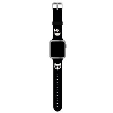 Karl Lagerfeld Silicone Karl & Choupette Heads Series Watch Band KLAWMSLCKK priekš Apple Watch 38 / 40 / 41 mm / Series 10 / 11 (42mm) - Melns - silikona siksniņa viedpulksteņiem
