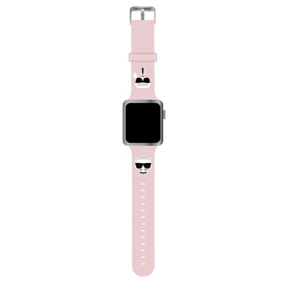 Karl Lagerfeld Silicone Karl & Choupette Heads Series Watch Band KLAWMSLCKP priekš Apple Watch 38 / 40 / 41 mm - Rozā - silikona siksniņa viedpulksteņiem
