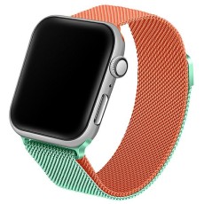 Beline Magnetic Milanese Watch Band priekš Apple Watch 38 / 40 / 41 mm / Series 10 / 11 (42mm) - Zaļš / Oranžs - siksniņas (jostas) viedpulksteņiem no nerūsējoša tērauda ar magnētu