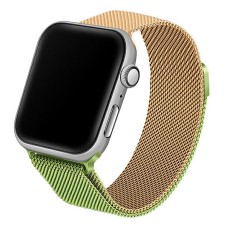 Beline Magnetic Milanese Watch Band priekš Apple Watch 38 / 40 / 41 mm / Series 10 / 11 (42mm) - Zaļš / Zelts - siksniņas (jostas) viedpulksteņiem no nerūsējoša tērauda ar magnētu