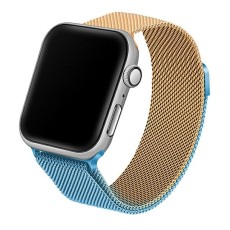 Beline Magnetic Milanese Watch Band priekš Apple Watch 42 / 44 / 45 / 46mm / Ultra 49 mm - Zelts / Gaiši Zils - siksniņa viedpulksteņiem no nerūsējoša tērauda ar magnētu