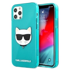 Karl Lagerfeld Glitter Choupette Fluo series Back Case KLHCP12LCHTRB priekš Apple iPhone 12 Pro Max - Tirkīzs - silikona aizmugures apvalks / bampers-vāciņš