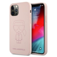 Karl Lagerfeld Silicone Ikonik Outline series Back Case KLHCP12LSILTTPI priekš Apple iPhone 12 Pro Max - Rozā - silikona aizmugures apvalks / bampers-vāciņš