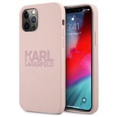 Karl Lagerfeld Silicone Stack Logo series Back Case KLHCP12LSTKLTLP priekš Apple iPhone 12 Pro Max - Rozā - silikona aizmugures apvalks / bampers-vāciņš