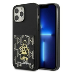 Karl Lagerfeld Karlimals Cardslot series Back Case KLHCP13XCANCNK priekš Apple iPhone 13 Pro Max - Melns - mākslīgās ādas aizmugures apvalks ar kabatiņu / bampers-vāciņš