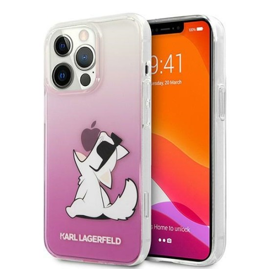 Karl Lagerfeld Choupette Fun series Back Case KLHCP13XCFNRCPI priekš Apple iPhone 13 Pro Max - Rozā - silikona aizmugures apvalks / bampers-vāciņš