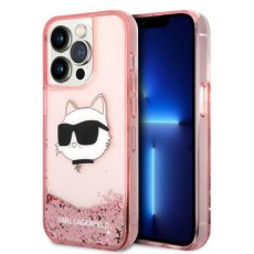 Karl Lagerfeld Glitter Choupette Head series Back Case KLHCP14LLNCHCP priekš Apple iPhone 14 Pro - Rozā - silikona-plastikāta aizmugures apvalks / bampers-vāciņš