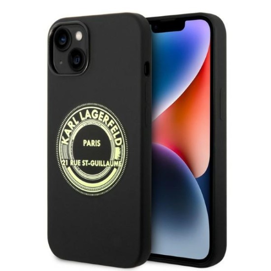 Karl Lagerfeld Silicone RSG series Back Case KLHCP14MSRSGRCK priekš Apple iPhone 14 Plus - Melns - silikona aizmugures apvalks / bampers-vāciņš