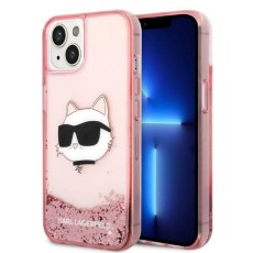 Karl Lagerfeld Glitter Choupette Head series Back Case KLHCP14SLNCHCP priekš Apple iPhone 14 - Rozā - silikona-plastikāta aizmugures apvalks / bampers-vāciņš