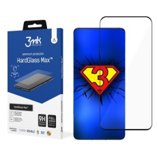 3MK Hard Glass Max Tempered Glass protector priekš Huawei P50 Pro - Melns - Ekrāna Aizsargstikls / Bruņota Stikla Aizsargplēve (Full screen size curved)