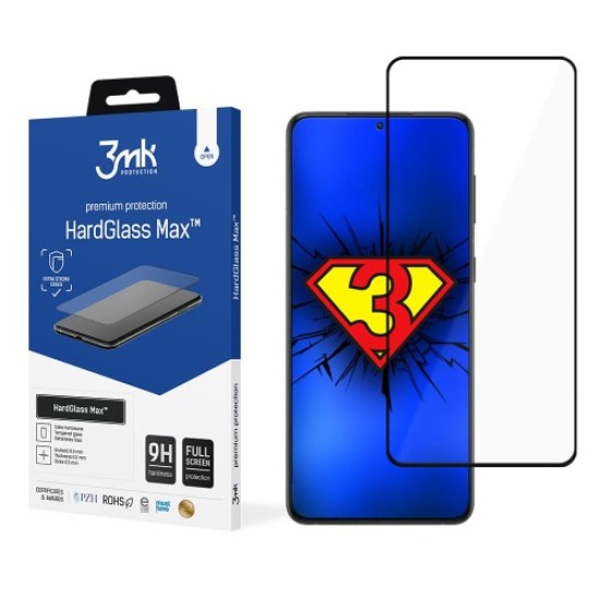 3MK HardGlass Max Tempered Glass protector priekš Samsung Galaxy S23 Plus 5G S916 - Melns - ekrāna aizsargstikls / bruņu stikls