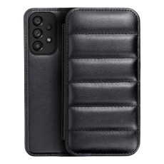 Puffer Book Case priekš Samsung Galaxy A53 5G A536 - Melns - sāniski atverams maciņš ar stendu / grāmatveida maks