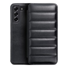 Puffer Book Case priekš Samsung Galaxy S21 FE 5G G990 - Melns - sāniski atverams maciņš ar stendu / grāmatveida maks