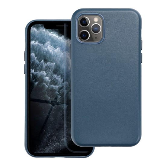 Leather MagSafe Back Case priekš Apple iPhone 11 Pro - Zils - mākslīgās ādas aizmugures apvalks / bampers-vāciņš