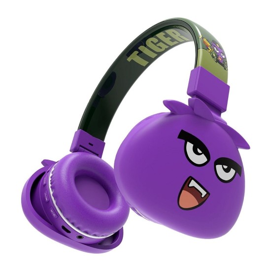 Jellie Monster Tiger YLFS-09BT Bluetooth 5.0 Wireless Headphones with Microphone for Kids Universālas Bezvadu Austiņas Bērniem - Violetas