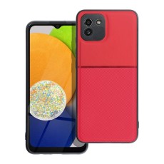 Forcell Noble Back Case priekš Samsung Galaxy A03 A035G - Sarkans - mākslīgās ādas aizmugures apvalks ar iebūvētu metālisku plāksni / bampers-vāciņš 
