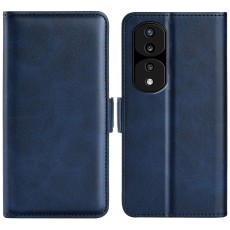 PU Leather Case with Magnetic Double Clasp priekš Honor 70 - Tumši Zils - sāniski atverams maciņš ar magnētu un stendu
