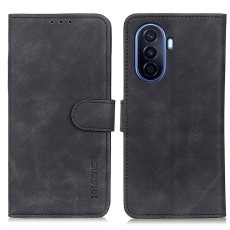 Khazneh Vintage Style PU Leather Book Case with Clasp priekš Huawei Nova Y70 - Melns - sāniski atverams maciņš ar magnētu un stendu