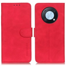 Khazneh Vintage Style PU Leather Book Case with Clasp priekš Huawei Nova Y90 - Sarkans - sāniski atverams maciņš ar magnētu un stendu