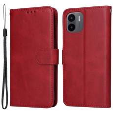 Classic Solid Color Wallet Leather Book Case with Clasp priekš Xiaomi Redmi A1 / A2 - Sarkans - sāniski atverams maciņš ar magnētu un stendu