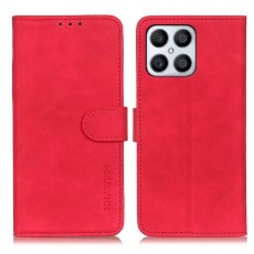 Khazneh Vintage Style PU Leather Book Case with Clasp priekš Honor X8 - Sarkans - sāniski atverams maciņš ar magnētu un stendu