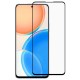 Full Size Silk Print Tempered Glass screen protector guard priekš Huawei Honor X8 - Melns - Ekrāna Aizsargstikls / Bruņota Stikla Aizsargplēve (Full screen size curved)