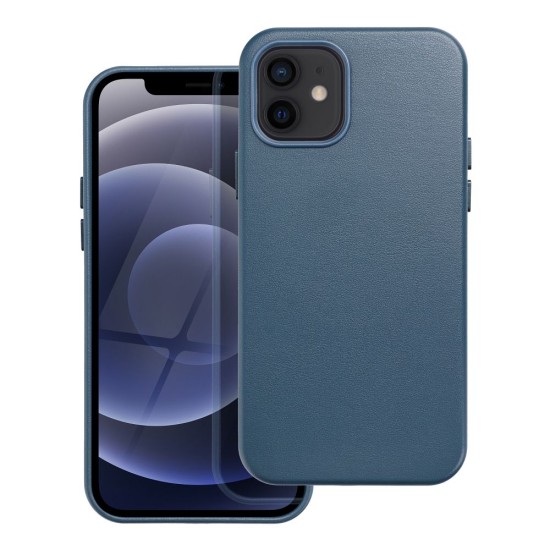 Leather MagSafe Back Case priekš Apple iPhone 12 / 12 Pro - Tumši Zils - mākslīgās ādas aizmugures apvalks / bampers-vāciņš