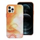 Leather MagSafe Back Case priekš Apple iPhone 12 Pro - Oranžs - mākslīgās ādas aizmugures apvalks / bampers-vāciņš