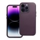 Leather MagSafe Back Case priekš Apple iPhone 14 Pro - Tumši Violets - mākslīgās ādas aizmugures apvalks / bampers-vāciņš