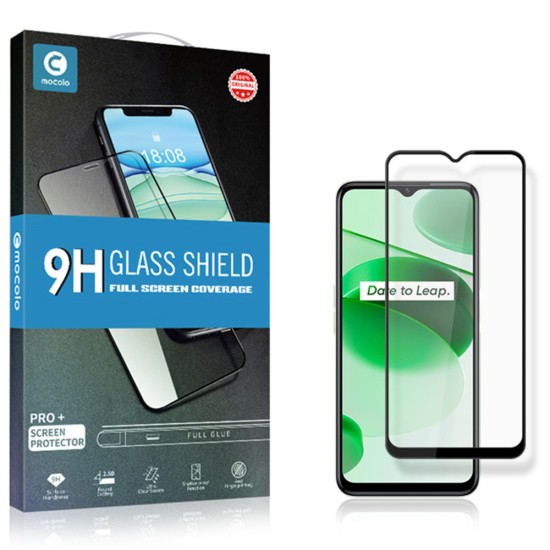Mocolo TG+ Full Glue Tempered Glass screen protector priekš Relme C35 - Melns - Ekrāna Aizsargstikls / Bruņota Stikla Aizsargplēve