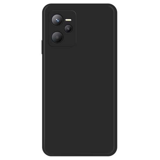Anti-scratch Rubberized TPU Phone Case with Microfiber Lining priekš Realme C35 - Melns - silikona aizmugures apvalks / bampers