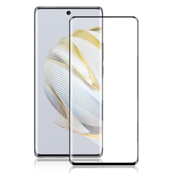 AMORUS Full Glue Silk Printing Tempered Glass Full Screen Protector priekš Huawei Nova 10 - Melns - Ekrāna Aizsargstikls / Bruņota Stikla Aizsargplēve (Full screen size curved)
