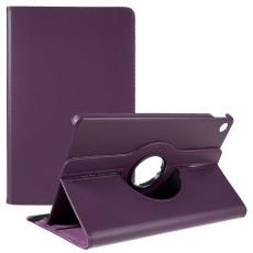 360 Rotary Litchi Skin Leather Cover w/ Stand priekš Lenovo Tab M10 Plus 3rd Gen TB-125 / TB-128 - Violets - sāniski atverams maciņš ar stendu