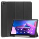 Tri-fold Stand PU Smart Auto Wake/Sleep Leather Case with Pencil Holder priekš Lenovo Tab M10 Plus 3rd Gen TB-125 / TB-128 - Melns - sāniski atverams maciņš ar stendu