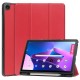 Tri-fold Stand PU Smart Auto Wake/Sleep Leather Case with Pencil Holder priekš Lenovo Tab M10 Plus 3rd Gen TB-125 / TB-128 - Sarkans - sāniski atverams maciņš ar stendu