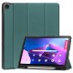 Tri-fold Stand PU Smart Auto Wake/Sleep Leather Case with Pencil Holder priekš Lenovo Tab M10 Plus 3rd Gen TB-125 / TB-128 - Tumši Zaļš - sāniski atverams maciņš ar stendu