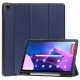 Tri-fold Stand PU Smart Auto Wake/Sleep Leather Case with Pencil Holder priekš Lenovo Tab M10 Plus 3rd Gen TB-125 / TB-128 - Tumši Zils - sāniski atverams maciņš ar stendu