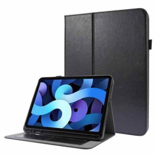 Folding Leather Book Case priekš Samsung Galaxy Tab A8 10.5 X200 / X205 - Melns - sāniski atverams maciņš ar magnētu un stendu